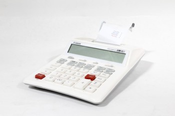 Desktop, Calculator, DIGITAL ADDING MACHINE W/PAPER ROLL, WHITE/GREY, PLASTIC, WHITE