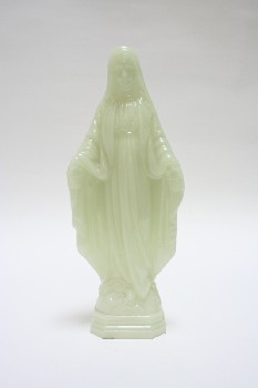 Religious, Figurine, GLOW IN THE DARK VIRGIN MARY STANDING ON SNAKE, PLASTIC, OFFWHITE