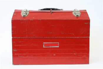 Garage, Tool Box, SHOP, TOOL BOX/CADDY, FOLD OUT DRAWERS, BLACK TOP HANDLE, METAL, RED