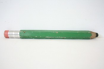 Decorative, Pencil, OVERSIZED PENCIL,AGED , WOOD, GREEN