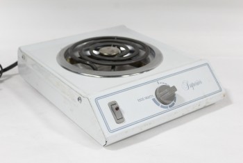 Appliance, Hot Plate, SINGLE BURNER HOT PLATE, METAL, WHITE