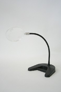 Science/Nature, Magnifier, MAGNIFYING GLASS W/STAND,MOVEABLE SWING ARM, PLASTIC, BLACK