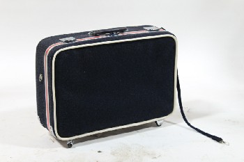 Luggage, Suitcase, VINTAGE TWEED, 1970s, RED WHITE & BLUE, ROLLING, TWEED, BLUE