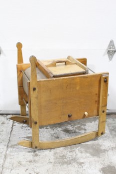 Laundry, Washer, EARLY / ANTIQUE WASHING UNIT, ROCKER STYLE, REMOVEABLE LID, RUSTIC, AGED, WOOD, BROWN