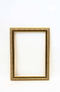 Art, Frame , 2.5x2',ORNATE RELIEF & THIN BROWN BORDERS, EMPTY, WOOD, GOLD