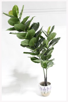 Plant, Fake, FAKE, 4', WHITE PLANTER W/PURPLE FLOWERS, PLASTIC, GREEN