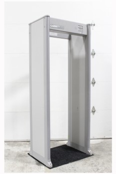 Security, Misc, WALK THROUGH METAL DETECTOR SCANNER FOR SCREENING AT AIRPORTS/EVENTS ETC., METAL FLOOR PIECE W/MAT, KEYPAD ON UPPER PANEL , PLASTIC, GREY