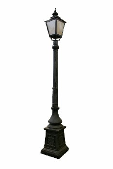 Lighting, Street Lamp, 10',FLUTED,ORNATE SQUARE BASE, OLD FASHIONED VICTORIAN STYLE - Condition Not Identical To Photo, METAL, BLACK
