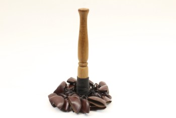 Music, Rattle, RATTLE/NOISEMAKER MADE OF NUTS(?), TURNED WOOD HANDLE, 