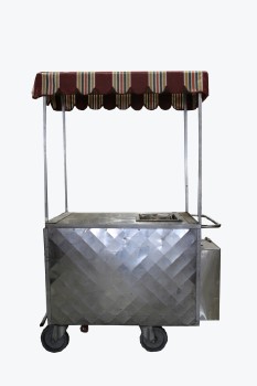 Cart, Vending , REFRESHMENT/COFFEE/SNACK CART W/ROOF & CANOPY, AGED, Condition Not Identical To Photo, METAL, SILVER