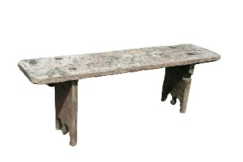 Bench, Rustic, PLANK SEAT, ARCHED LEGS, RUSTIC, WOOD, NATURAL