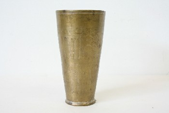 Drinkware, Cup, TAPERED,OLD LOOK,PUNCHED PATTERN,AGED, METAL, BRASS