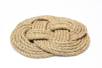 Decorative, Nautical, TRADITIONAL THUMP MAT, SAILOR KNOT, WOVEN, MARINE, BOAT/DECK PROTECTOR, ROPE, BROWN