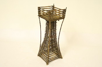 Stand, Plant, SQUARE W/TWIG CONSTRUCTION, RUSTIC, WOOD, BROWN