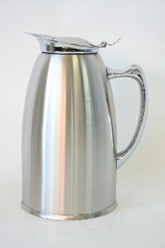 Housewares, Carafe, THERMAL SERVER,HINGED LID W/THUMB LEVER,BRUSHED FINISH, STAINLESS STEEL, SILVER