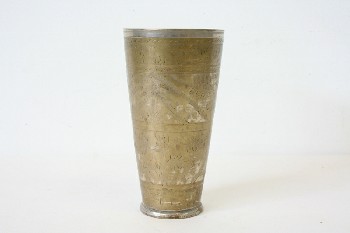 Drinkware, Cup, TAPERED,OLD LOOK,PUNCHED PATTERN,AGED, METAL, BRASS