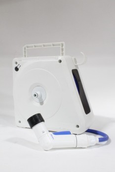 Medical, Supplies, CARRYING CASE W/BLUE HOSE REEL & NOZZLE , PLASTIC, WHITE