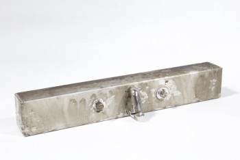 Hardware, Misc, RECTANGULAR MOUNTABLE BAR W/2 BUTTONS & SPOUT, FOR STAINLESS TOILET/SINK, AGED  , STAINLESS STEEL, SILVER