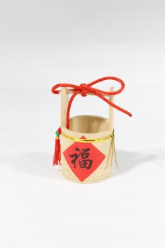 Decorative, Asian Smalls, WISHING WELL OR BUCKET SHAPE, WOOD, MULTI-COLORED