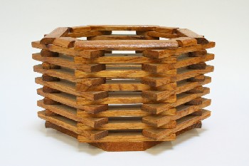 Decorative, Holder, OCTAGON,LAYERS OF SLATS, WOOD, BROWN