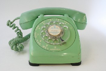 Phone, Rotary, HANDSET ON TOP,VINTAGE, PLASTIC, GREEN