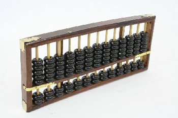 Decorative, Abacus, ABACUS / COUNTING FRAME W/BLACK BEADS, WOOD, BROWN