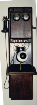 ANTIQUE WALNUT WALL PHONE, WOOD CASE / 2-BOX, BELLS, SPEAKER, RECEIVER, SIDE CRANK, CIRCA 1900, WALLMOUNT, AGED, USED - Condition Not Identical To Photo, Commercial & Institutional