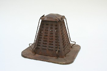 Camp, Misc, TOASTER, 4 SIDED, PERFORATED TAPERED CENTER, FOR OPEN FIRE, ANTIQUE, METAL, BROWN