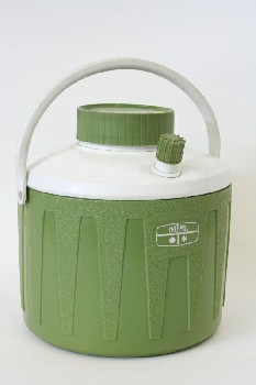 Camp, Cooler , GREEN LID,WHITE TOP & HANDLE, PLASTIC, GREEN