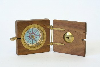 Science/Nature, Compass, COMPASS INSIDE, BRASS HINGE & CLASP , WOOD, BROWN