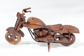 Decorative, Motorcycle, MOTORCYCLE, CHOPPER, HANDMADE LOOK, CARVED & TURNED PARTS, WOOD, BROWN