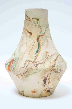 Vase, Ceramic, SWIRLED PAINT DESIGN, POTTERY, BEIGE