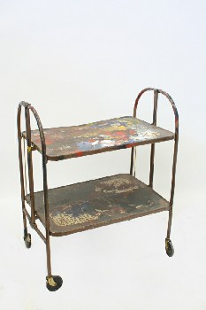 Cart, Trolley, ARTIST, ART CART, PAINT DRIPS, ROLLING, AGED, Condition Not Identical To Photo, METAL, MULTI-COLORED