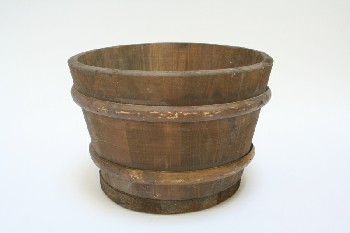 Bucket, Wood , SLATS,TAPERED W/2 BANDS, WOOD, BROWN