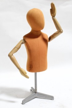 Store, Mannequin, CHILD MANNEQUIN,FABRIC BODY,3 LEG STAND,MOVABLE ARMS & HEAD , FABRIC, ORANGE