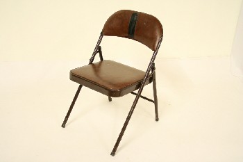 Chair, Folding, BROWN VINYL SEAT/BACK, METAL, BROWN