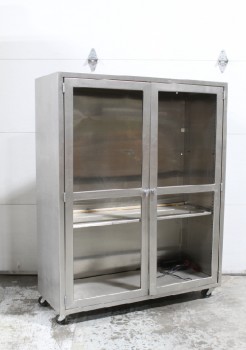 Medical, Cabinet, BRUSHED FINISH, ROLLING, NO GLASS, STAINLESS STEEL, SILVER