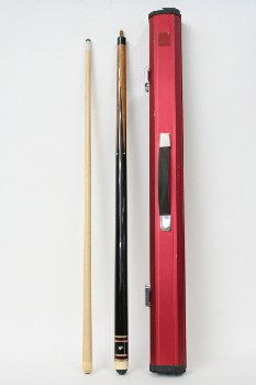 Sport, Pool, CUE, PROFESSIONAL, BILLIARDS, 2 PIECES IN HARD CASE, METAL, RED