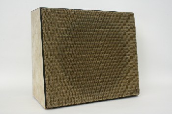 Audio, Speaker, FRAME ONLY W/FABRIC FRONT PANEL,SQUARE W/TAPERED SIDES, WOOD, MULTI-COLORED