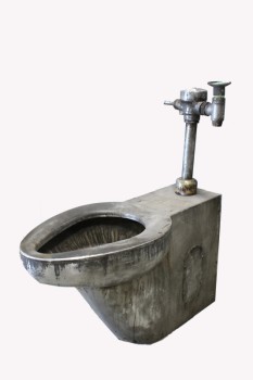 Plumbing, Toilet , JUST BOWL,NO TANK,W/FLUSH LEVER, VERY AGED (NOT USED), STAINLESS STEEL, GREY