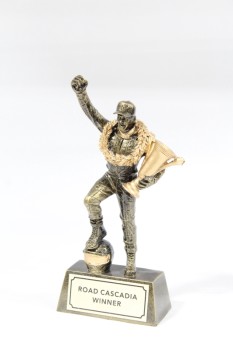 Trophy, Motorsports, RACING, DRIVER W/GARLAND WREATH TROPHY & CAP, VICTORY STANCE, BROWN