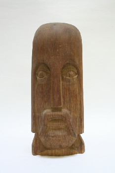 Decorative, Misc, CLEARABLE, CARVED FACE W/MOUSTACHE, WOOD, BROWN