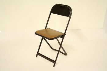 Chair, Folding, LIGHT BROWN VINYL SEAT, METAL, BROWN