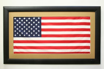 Wall Dec, Americana, AMERICAN FLAG, BLACK FRAME, U.S.A., WOOD, MULTI-COLORED