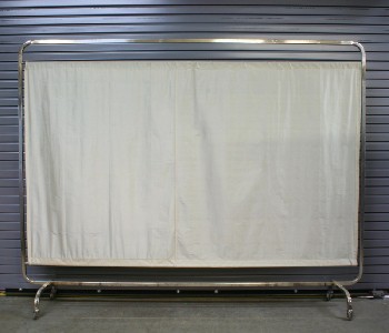 Medical, Screen, HOSPITAL,1 PANEL W/CURTAIN,ROUNDED, ROLLING (May Not Be Identical To Photo), METAL, CREAM