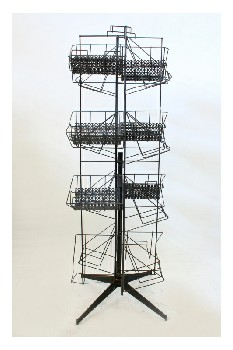 Store, Display, VINTAGE STANDING WIRE PRODUCT/LITERATURE RACK, ROTATING - Dressing Not Included, METAL, BLACK
