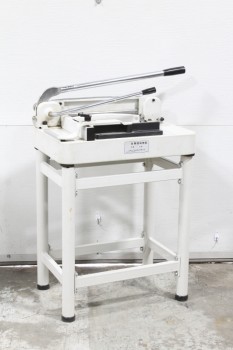 Office, Misc, PAPER CUTTER ON BASE, 2 SEPARATE PCS, HEAVY TABLETOP CUTTER W/GUILLOTINE STYLE BLADE & LEVER, JUST BASE IS 23.5x20.5x13.5