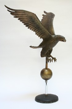 Decorative, Bird, FINIAL,EAGLE & BALL,AGED, METAL, GOLD
