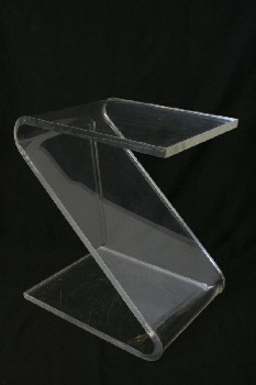 Table, Side, MOLDED, ROUNDED LUCITE IN "Z" SHAPE, VINTAGE, ACRYLIC, CLEAR