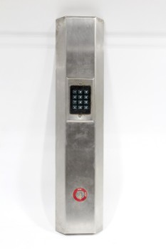Security, Keypad, ACCESS NUMBER KEYPAD ON RECTANGULAR STAINLESS PANEL, LOCK & KEY , STAINLESS STEEL, SILVER